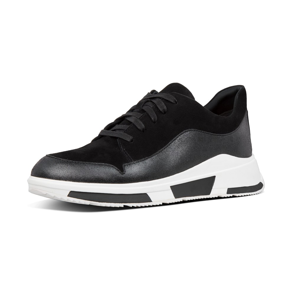 Fitflop Womens Sneakers - Freya Suede - Black - 674-QIZPKM